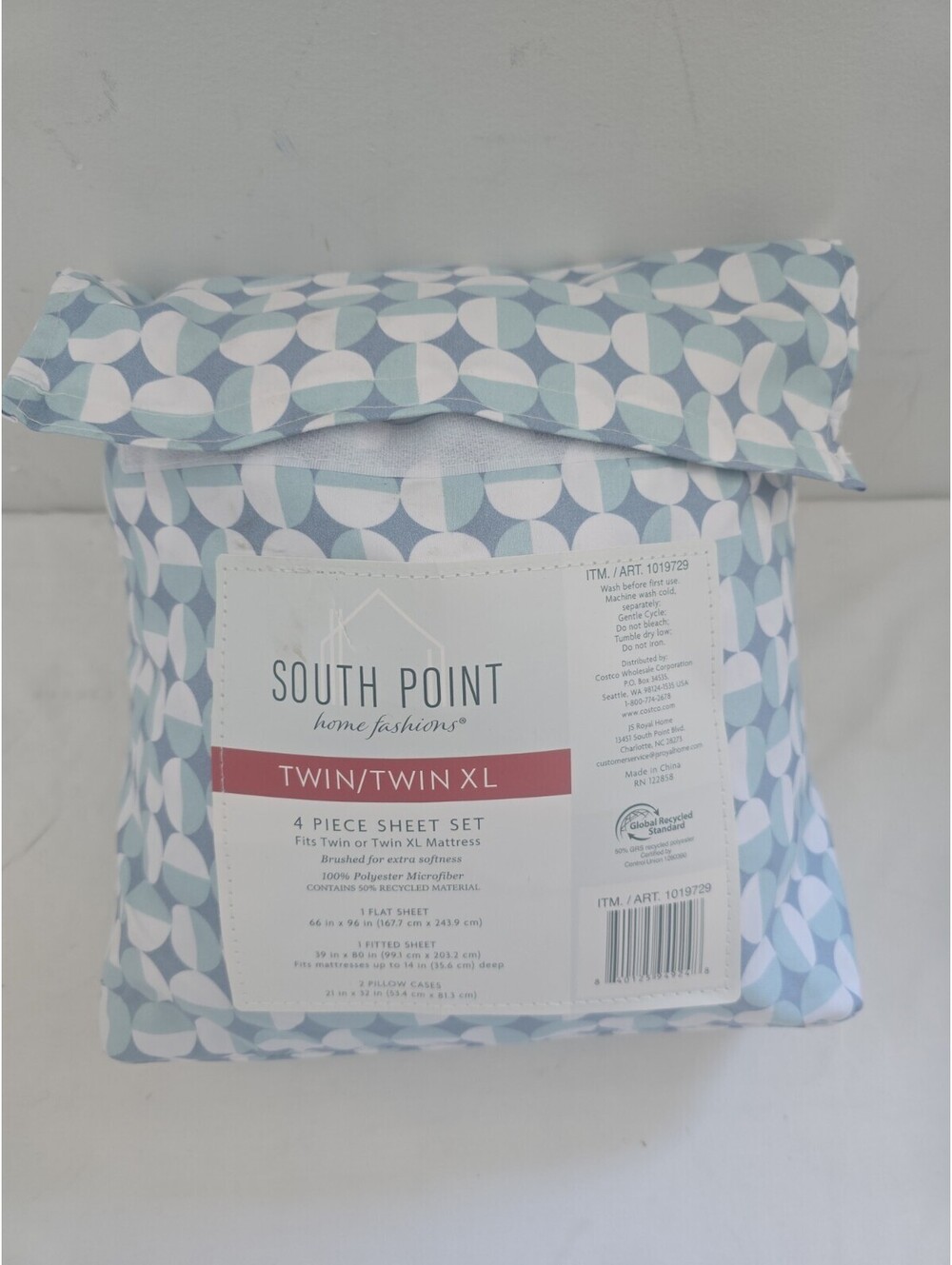 South Point Twin/Twin XL 4pc Sheet Set Blue Circles